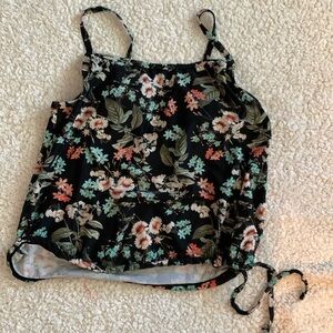 Bathing suit top black with flowers size 12  slightly padded adjustable straps